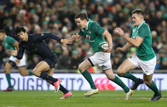 Johnny Sexton and Jacob Stockdale