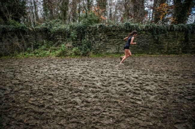 A competitor in the Girls U18 and Junior Women race takes on the challenging course
