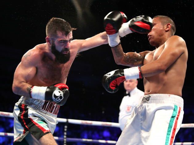 Jono Carroll (left) in action agaisnst Humberto De Santiago