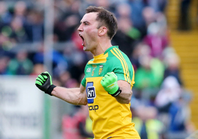 Karl Lacey celebrates after the game