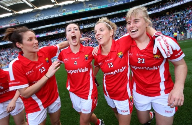 Grace Kearney, Aisling Barrett, Valerie Mulcahy and Emma Farmer celebrate