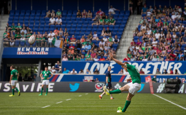 Garry Ringrose kicks a conversion