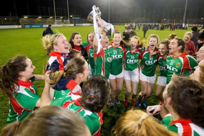 Erina Flannery celebrates with the cup after the game