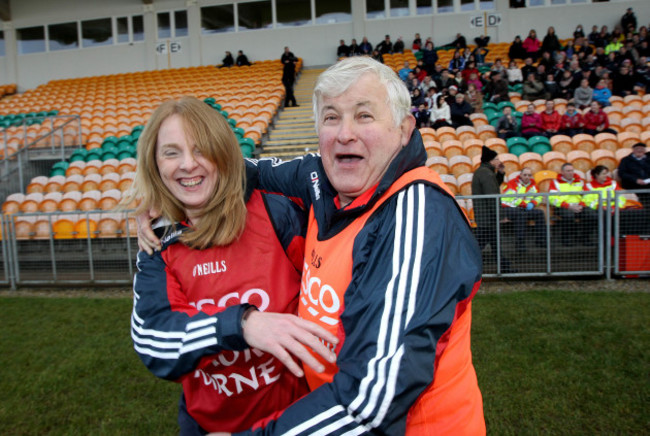 Beatrice Casey and Jimmy Corbett celebrate at the final whistle