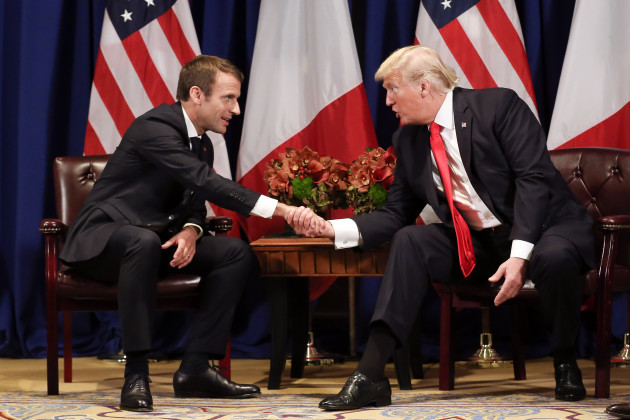 French President Emmanuel Macron meets with US President Donald Trump - NYC