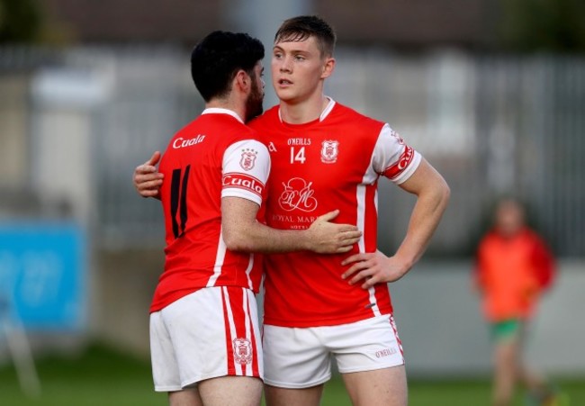 Colum Sheanon and Con O'Callaghan dejected after the game