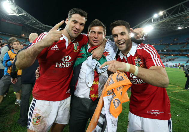 Mike Phillips, Ben Youngs and Conor Murray celebrate