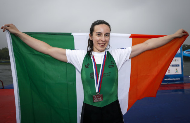 Denise Walsh celebrates winning silver