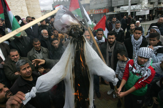 Gaza: Palestinians burn pictures of US President Donald Trump at a protest in the town of Rafah