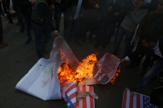 Palestine: Protest against the U.S. intention to move its embassy to Jerusalem and to recognize the city of Jerusalem as the capital of Israel