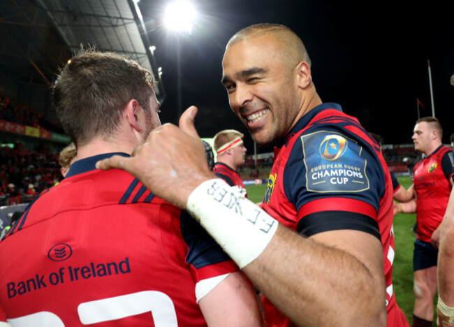 Simon Zebo celebrates after the game