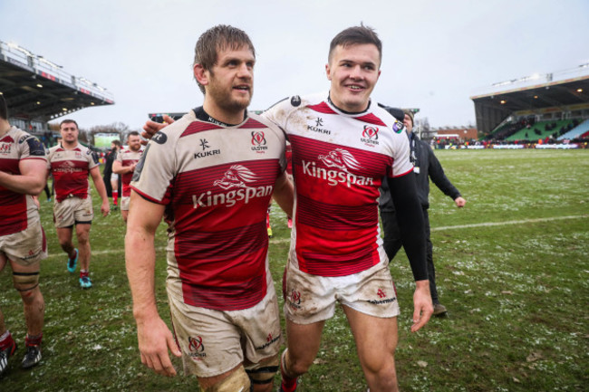 Chris Henry and Jacob Stockdale celebrate