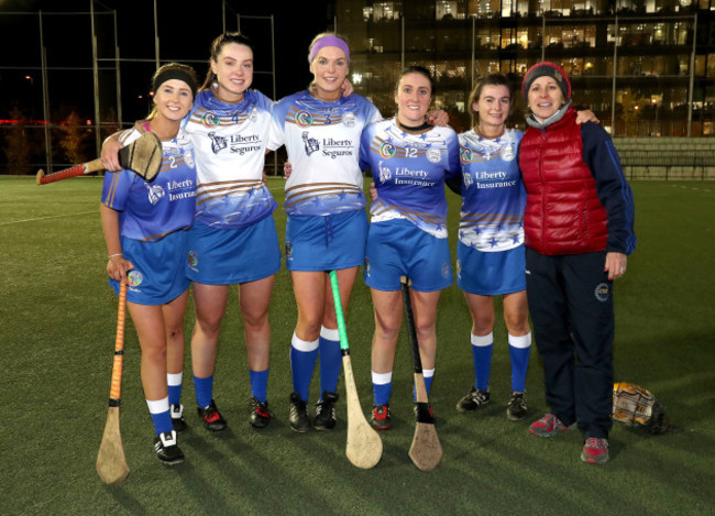 Tara Kenny, Rebecca Hennelly, Sarah Dervan, Ailish O'Reilly and Aoife Donohue with manager Ann Downey after the game