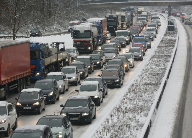 Traffic jam due to ice on motorway A40