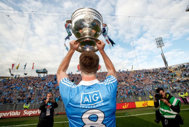 Brian Fenton celebrates in front of Hill 16