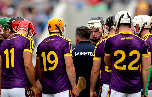 Davy Fitzgerald speaks to his team before the game