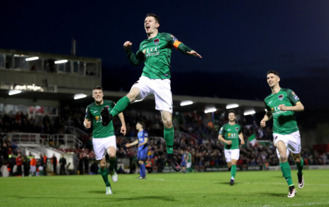 Johnny Dunleavy celebrates scoring