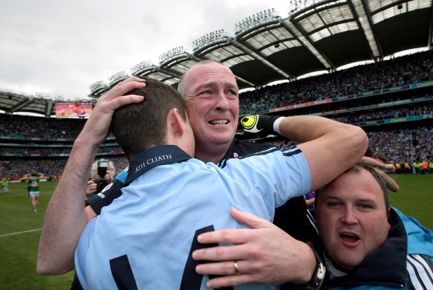 Pat Gilroy hugs Diarmuid Connolly