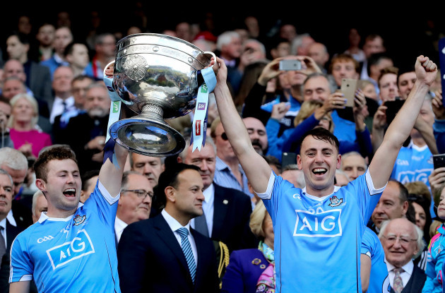 Jack McCaffrey and Cormac Costello lift The Sam Maguire