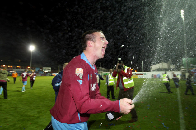 Brian Shelly celebrates winning the league