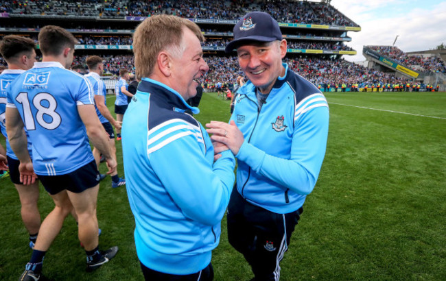 Jim Gavin celebrates with Mick Seavers