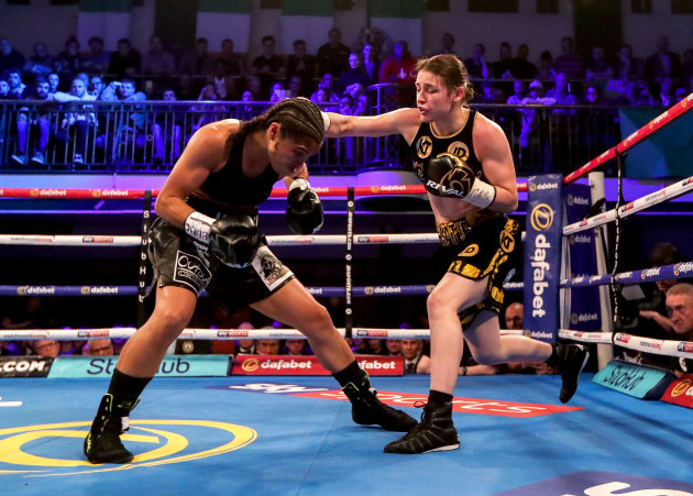 Jessica McCaskill in action against Katie Taylor