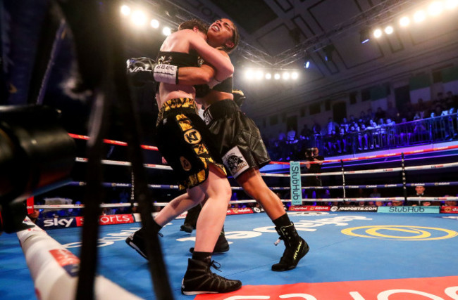 Jessica McCaskill in action against Katie Taylor