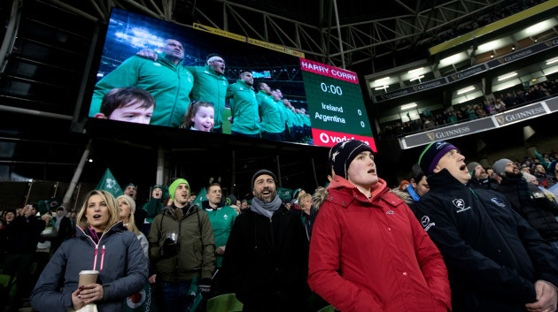 Ireland fans sing the National Anthem