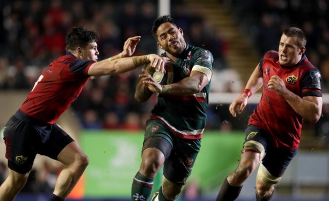 Alex Wootton and CJ Stander with Manu Tuilagi 17/12/2017