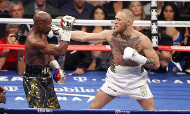 Floyd Mayweather Jr. in action against Conor McGregor