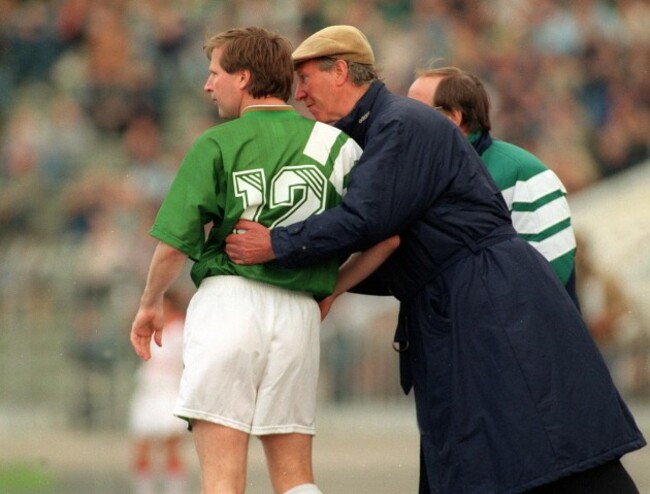 Jack Charlton sends on Ronnie Whelan