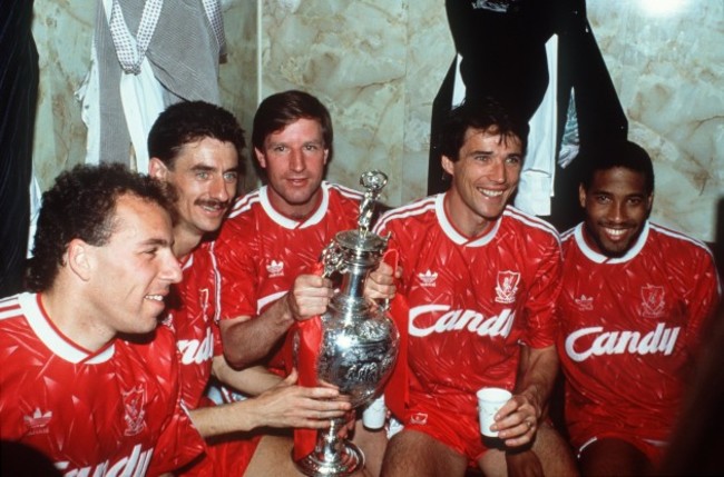 Liverpool with the League trophy 1990