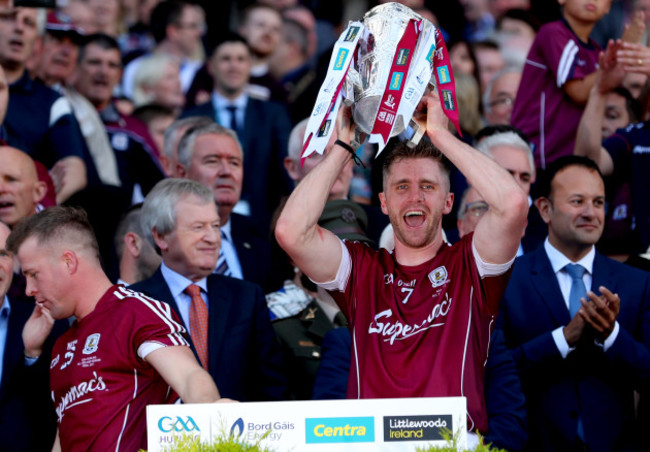 Aidan Harte lifts the Liam McCarthy cup