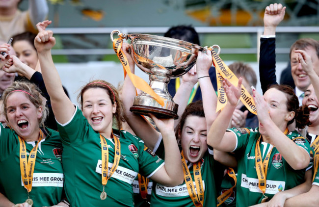 Ciara McNamara lifts The Continental Tyres Women's FAI Senior Cup