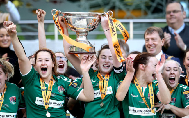 Ciara McNamara lifts The Continental Tyres Women's FAI Senior Cup