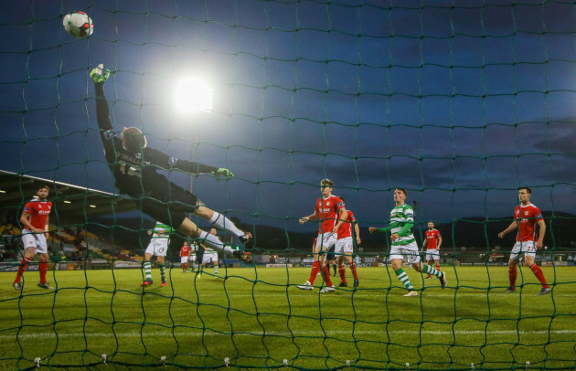 Conor O'Malley makes a save