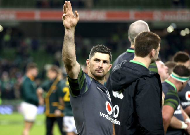 Rob Kearney celebrates after the game