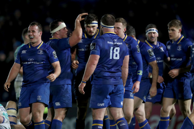 Leinster players celebrate after the game