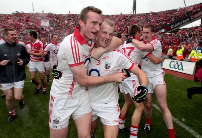 Nicholas Murphy and Michael Shields celebrate victory