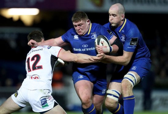 Tadhg Furlong and Devin Toner with Stuart McCloskey