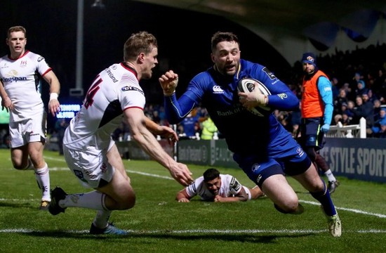 Barry Daly scores a try despite Andrew Trimble