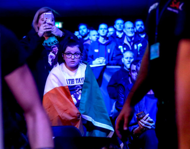 A young fan waits for Katie Taylor to arrive