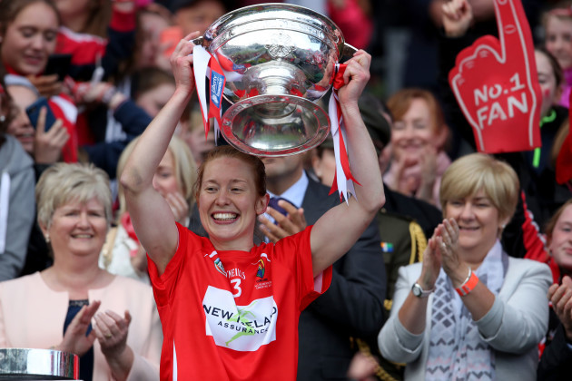 Rena Buckley lifts the O'Duffy cup