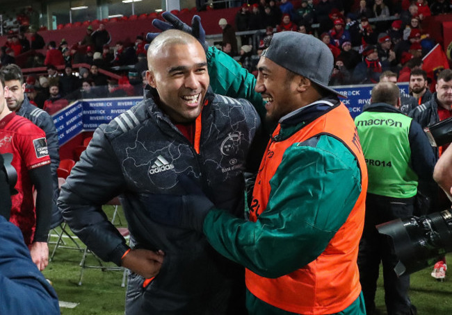 Simon Zebo and Bundee Aki after the match