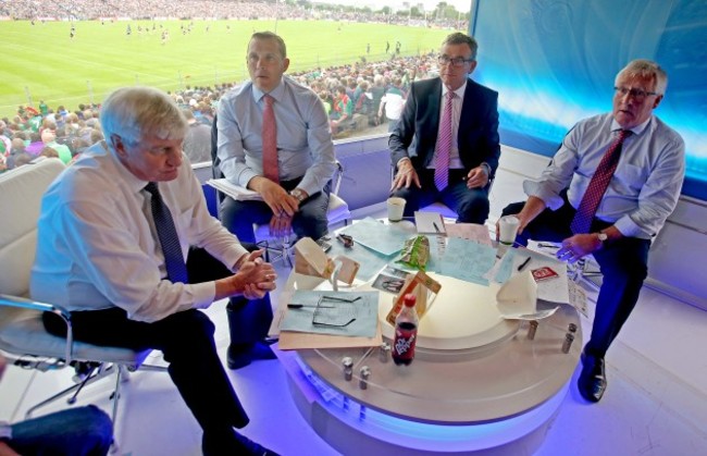 Michael Lyster alongside Ciaran Whelan, Colm O'Rourke and Pat Spillane