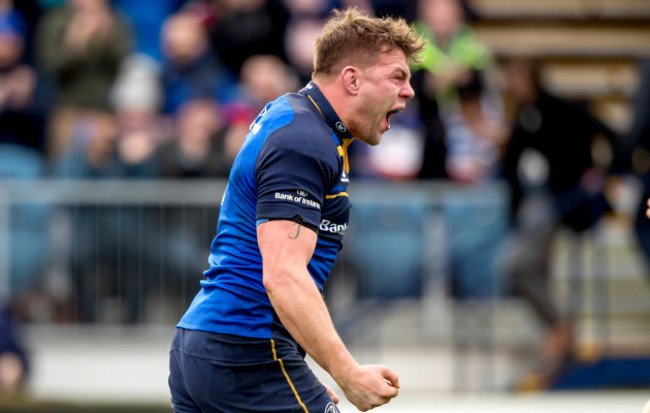 Jordi Murphy celebrates scoring a try