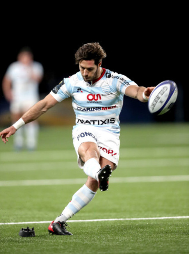 Maxime Machenaud kicks a conversion