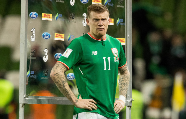 James McClean after the game as he waits to be interviewed