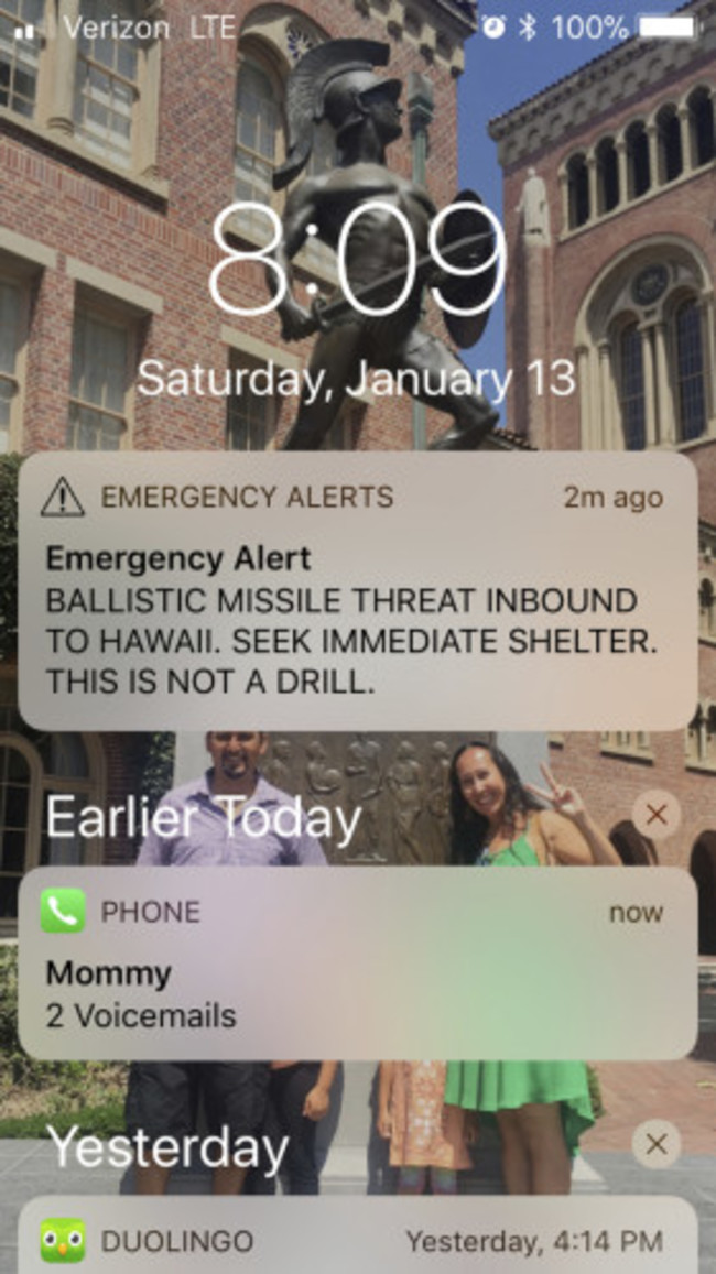 Hawaii Mistaken Missile Alert