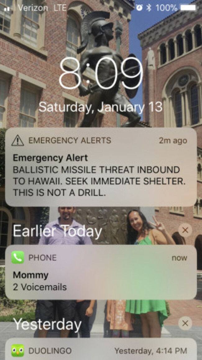 Hawaii Mistaken Missile Alert